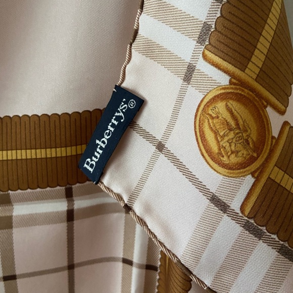 Baby pink vintage Burberrys checked silk scarf - Picture 3 of 5